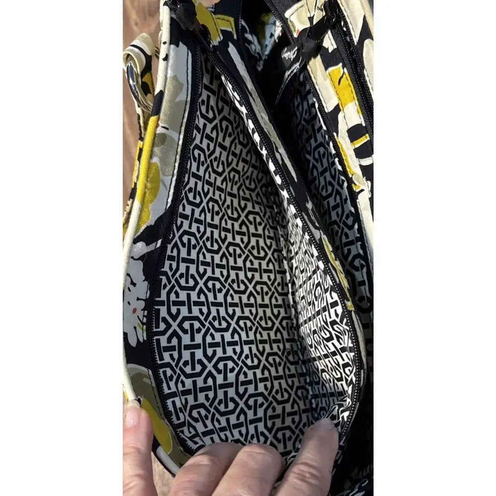 Vera Bradley Dogwood Handbag Purse Yellow And Black‎ Floral Pattern